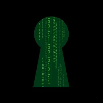 Code is visible trhough keyhole - decryption and decoding of encrypted and en 스톡 일러스트