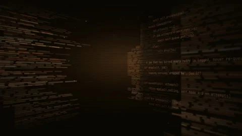 Code Wall Corridor Visualization Abstract Digital Data Stream 3D Motion Vídeo Stock 344778226