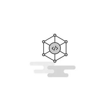 Code Web Icon. Flat Line Filled Gray Icon Vector Stock Illustration