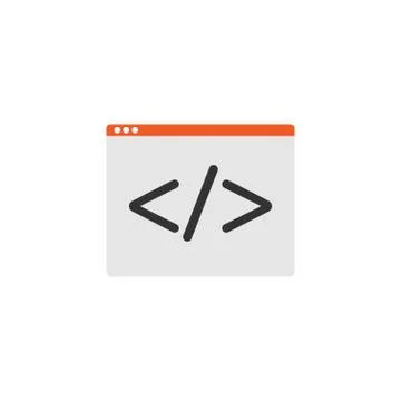 Code, web icon. Vector illustration, flat design. Stock Illustration