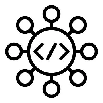 Code web scheme icon outline vector. Cms website Illustrazione stock