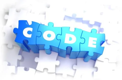 Code - White Word on Blue Puzzles 스톡 일러스트