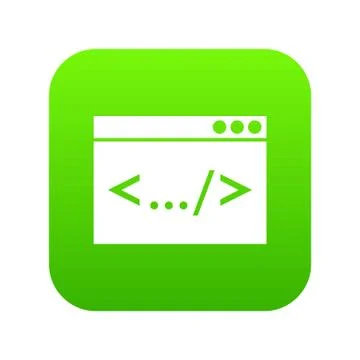 Code window icon digital green Stock Illustration