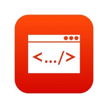 Code window icon digital red Stock Illustration
