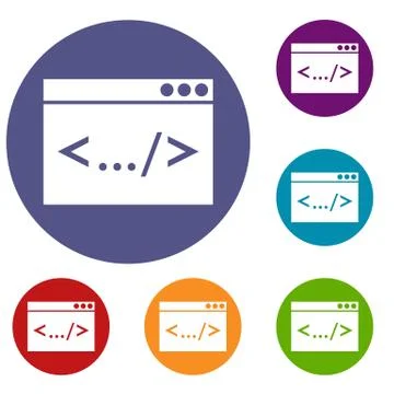 Code window icons set Stock Illustration