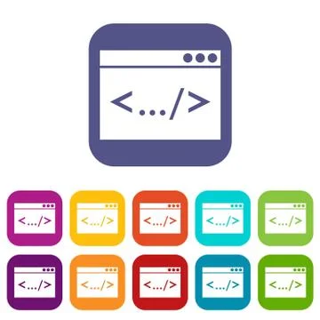 Code window icons set Stock Illustration