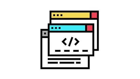 Code windows color icon animation Stock Footage 163786507