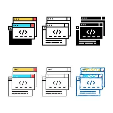 Code windows color icon vector mix イラスト素材