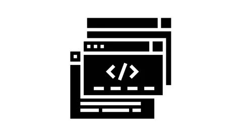 Code windows glyph icon animation Stock Footage 163804827