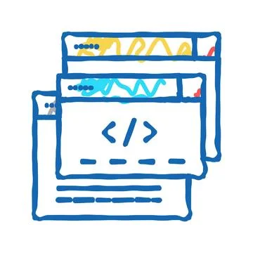 Code windows icon doodle illustration Stock Illustration