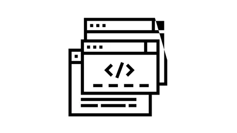 Code windows line icon animation Stock Footage 163795460