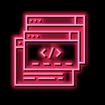 Code windows neon glow icon illustration 库存插图