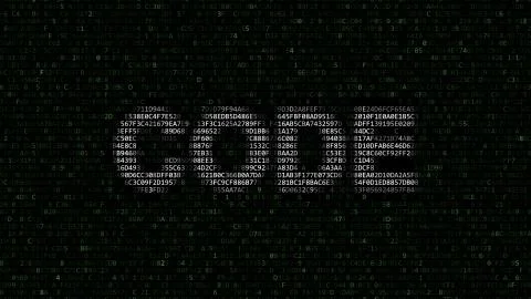 CODE word made of hexadecimal symbols on computer screen. 3D rendering 库存插图