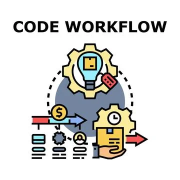Code workflow development process and project management Stock Illustration