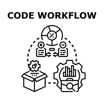 Code workflow process for programming development and software engineering Stock-Illustration