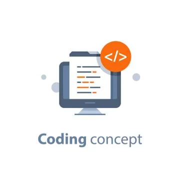 Code writing concept, software development, vector illustration Stock Illustration