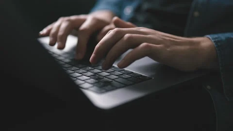 Code writing laptop Stock Footage 214450564
