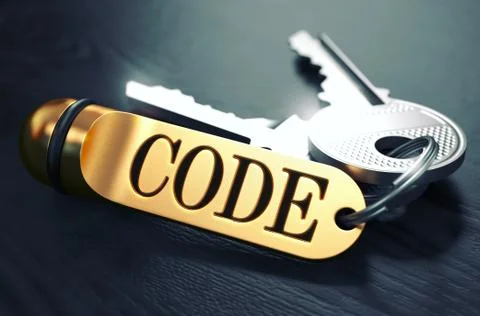 Code written on Golden Keyring Illustration