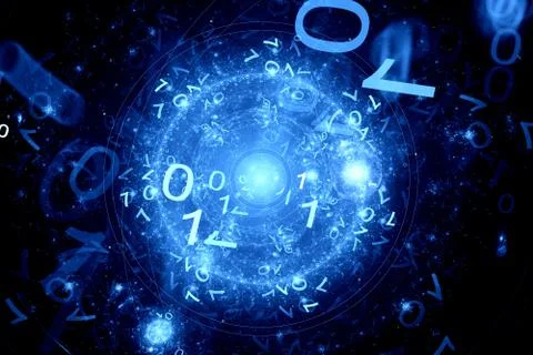 Code zero one in cyberspace, computer generated fractal background Stock Illustration