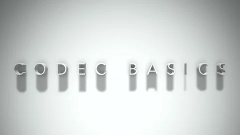 Codec basics 3D title animation white text on a white background Stock Footage 299423545