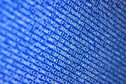 Coded digital letters background macro on tft monitor coded digital letter... Stock Photos