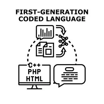 Coded language development and programming concept イラスト素材