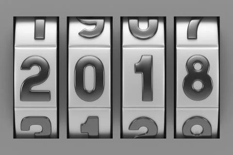 Coded lock. 2018 year. 3D illustration Stock Illustration