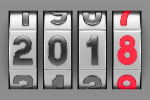 Coded lock. 2018 year. 3D illustration Stock-Illustration