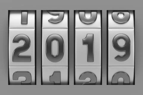 Coded lock. 2019 year. 3D illustration Stock Illustration