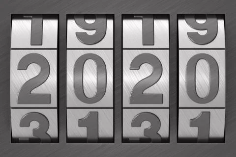 Coded lock. 2020 year. 3D illustration Stock Illustration