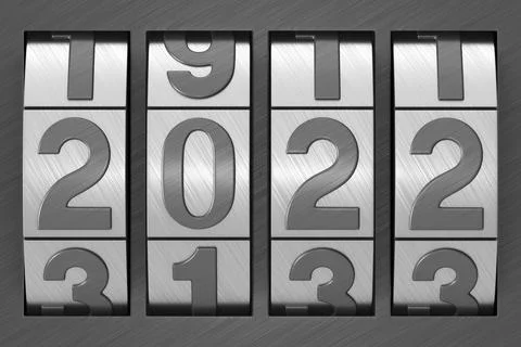 Coded lock. 2022 year. 3D illustration Stock Illustration