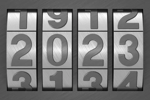 Coded lock. 2023 year. 3D illustration Stock Illustration