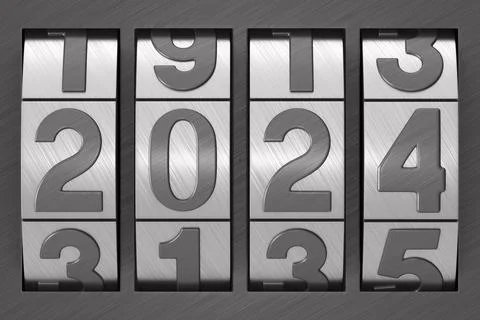 Coded lock. 2024 year. 3D illustration Stock Illustration