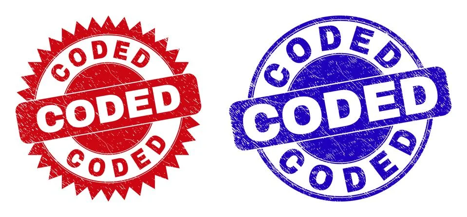 CODED Round and Rosette Seals with Unclean Surface Illustrazione stock