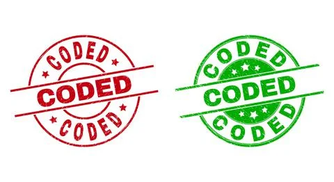 CODED Round Stamps Using Corroded Texture Stock-Illustration