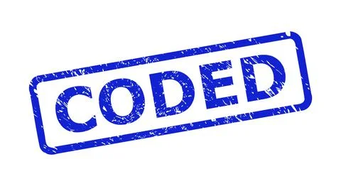 CODED Seal with Corroded Style and Rounded Rectangle Frame Stock Illustration