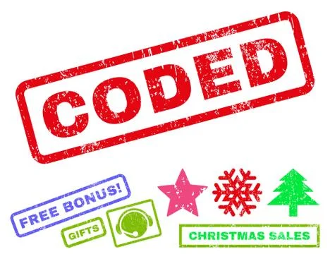 Coded Text Rubber Seal Stamp Watermark with Bonus Stock Illustration