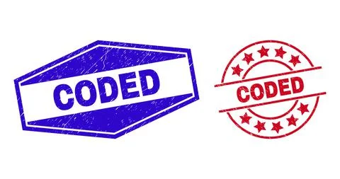 CODED Textured Badges in Circle and Hexagonal Forms イラスト素材