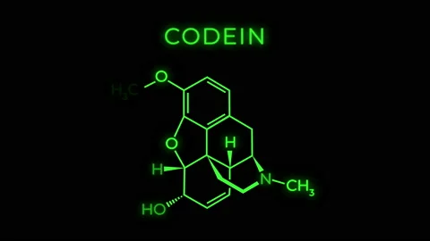 Codein or 3 Methylmorphine  Molecular Structure Symbol Neon Animation Stock Footage 153827679