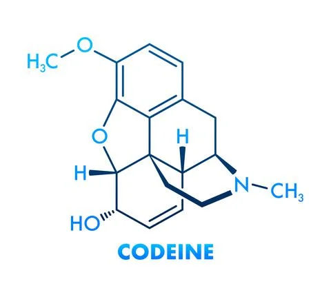 Codeine chemical formula. Codeine chemical molecular structure Stock Illustration