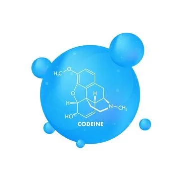 Codeine chemical formula. Codeine chemical molecular structure Stock Illustration