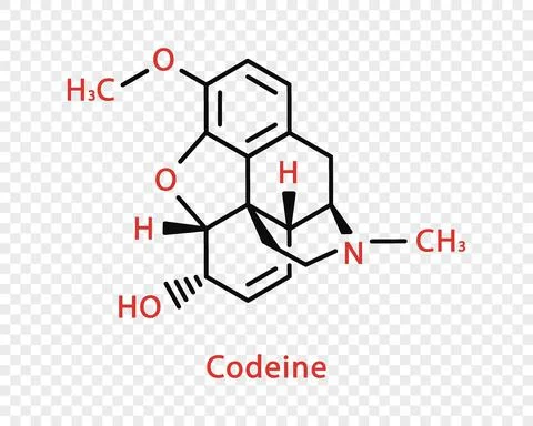 Codeine chemical formula. Codeine structural chemical formula isolated on Stock Illustration