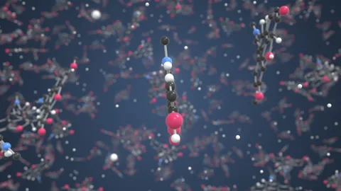 Codeine molecule. Ball-and-stick molecular model. Chemistry related looping 3d 動画素材 150814928
