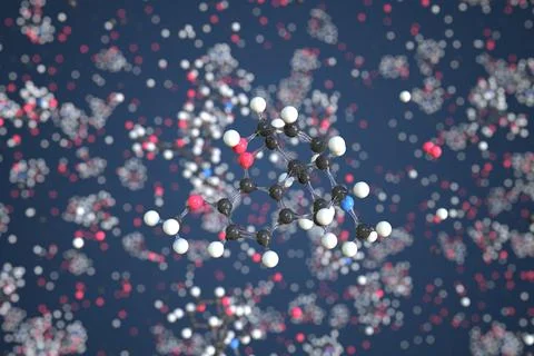Codeine molecule. Conceptual molecular model. Chemical 3d rendering Stock Illustration