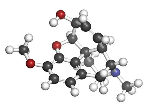 Codeine pain and cough relief drug, chemical structure. Stock Illustration