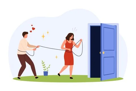 Codependent Relationship Concept with Couple Illustration 스톡 일러스트