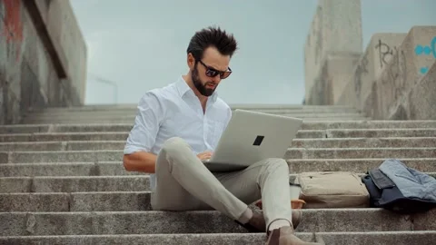 Coder Development Web Application.Senior Coder Programming On Laptop App Stock Footage 154016956