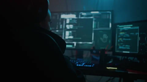 Coder develops program to enhance security of corporation Video stock 257806890