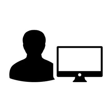 Coder icon vector male person user with computer monitor screen avatar 库存插图