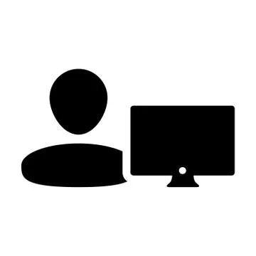 Coder icon vector male person user with computer monitor screen avatar 스톡 일러스트